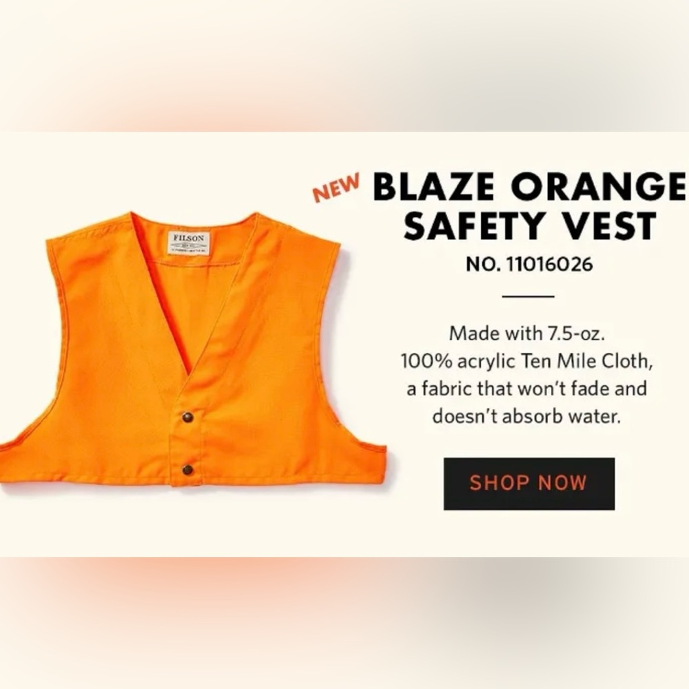 Filson Blaze Orange Safety Hunting Vest Cape ~ Mens Medium ~ USA ~ RARE ~ NWT